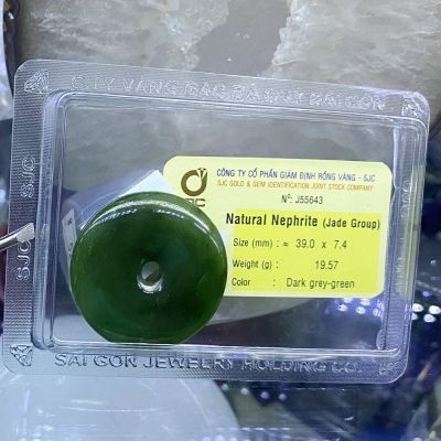 Ngọc Bội Đồng Điếu Ngọc Bích Nephrite Phong Thuỷ Tự Nhiên Kiểm Định J55643