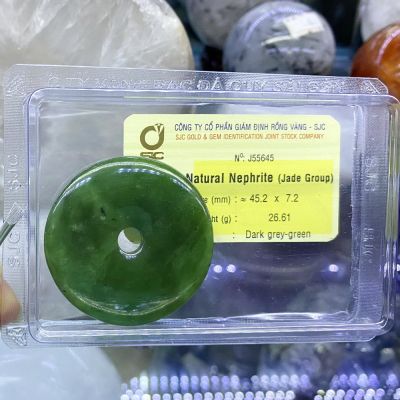 Ngọc Bội Đồng Điếu Ngọc Bích Nephrite Phong Thuỷ Tự Nhiên Kiểm Định J55645