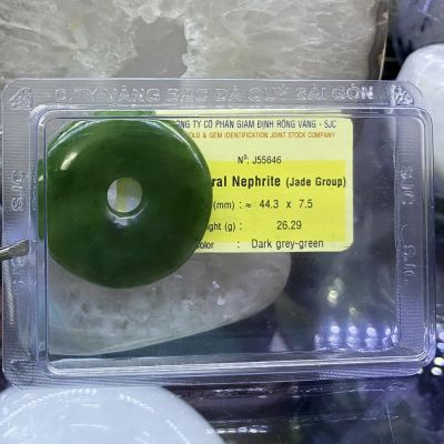 Ngọc Bội Đồng Điếu Ngọc Bích Nephrite Phong Thuỷ Tự Nhiên Kiểm Định J55646