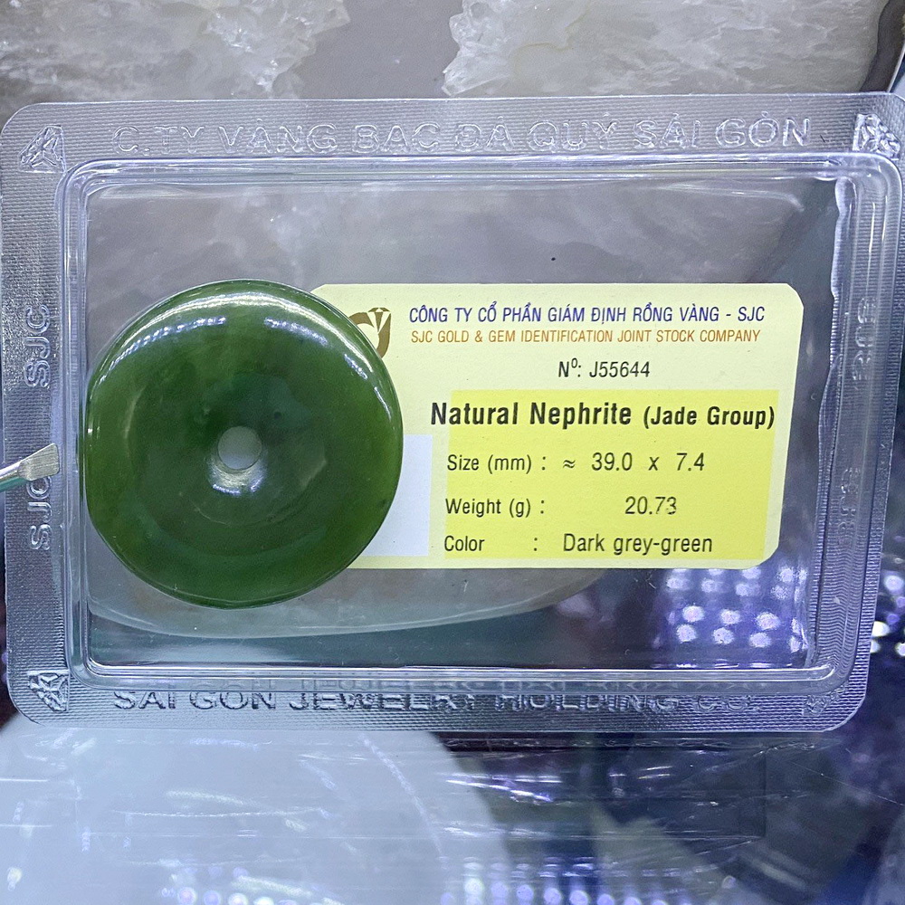 Ngọc Bội Đồng Điếu Ngọc Bích Nephrite Phong Thuỷ Tự Nhiên Kiểm Định J55644